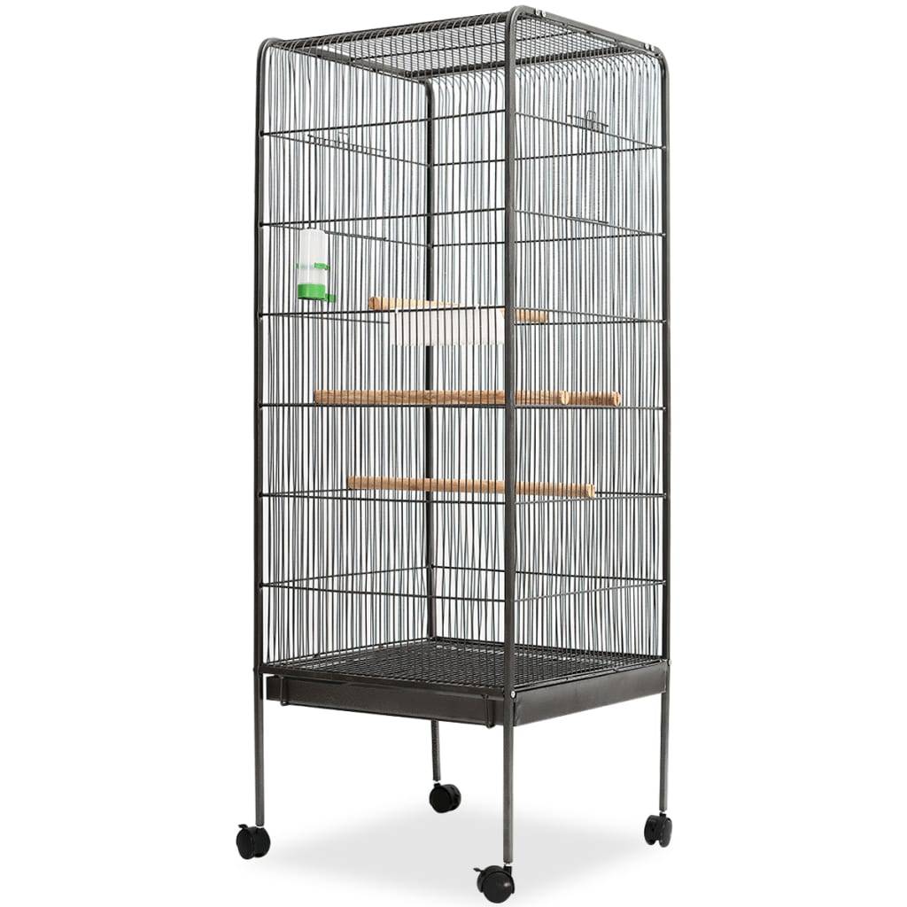 Cage à oiseaux en acier sur roulettes pour intérieur Noir 146 cm – ComfortXL Pet Living