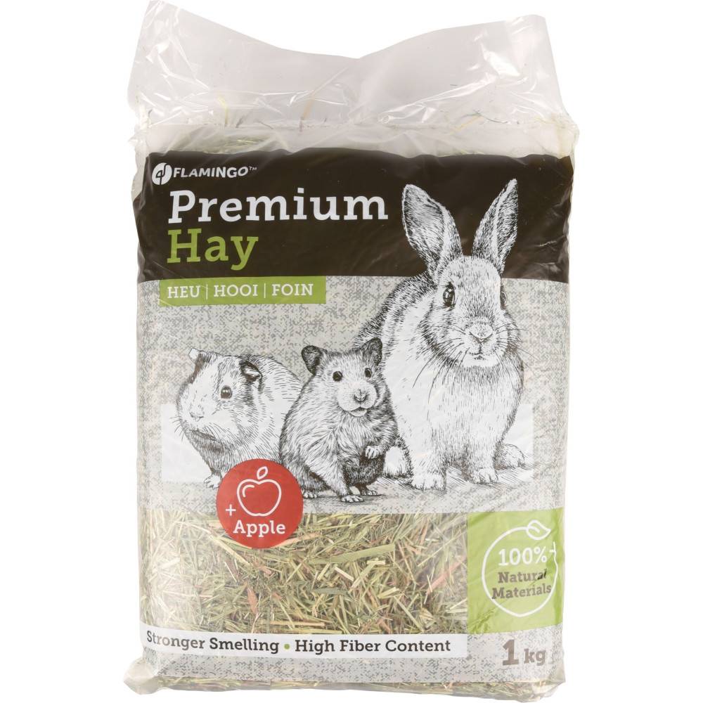 Flamingo - Foin de pré premium avec pommes 1 kg soit 30 litres pour rongeur - Image 1