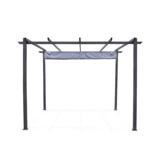 sweeek - Pergola aluminium - Isla 3x3m - Toile grise - Tonnelle idéale pour votre terrasse. toit rétractable. toile coulissante. structure aluminium | sweeek - Image 4
