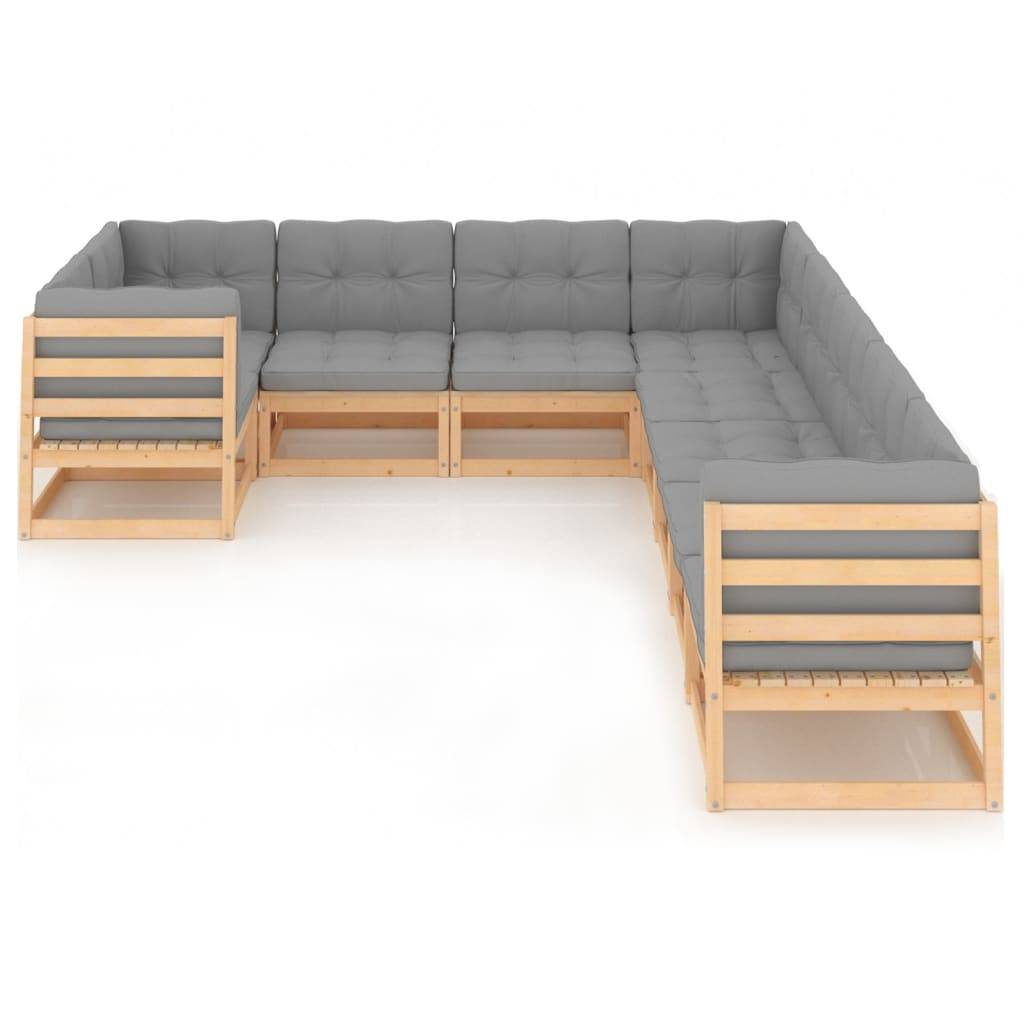 Helloshop26 - Salon de jardin meuble d'extérieur ensemble de mobilier 9 pièces avec coussins bois de pin massif - Image 2