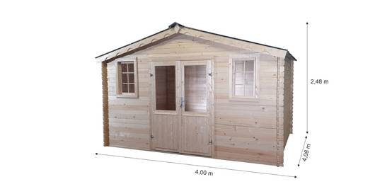 Habrita - Abri Madriers bois massif - 28 mm - 16,60 m2 - toiture bac acier - Image 5