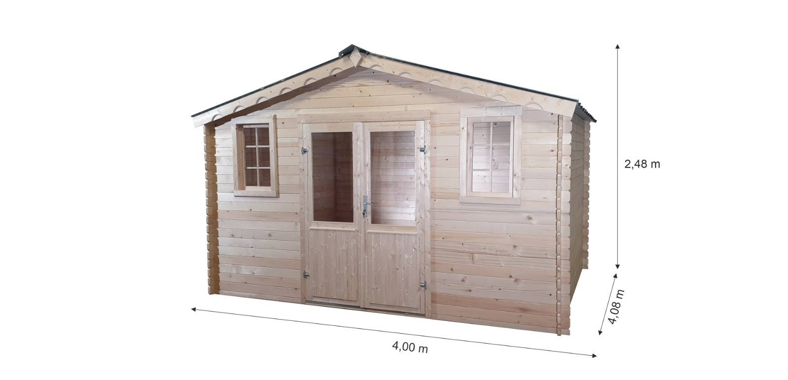 Habrita - Abri Madriers bois massif - 28 mm -   16,60 m2 - toiture bac acier - Image 5