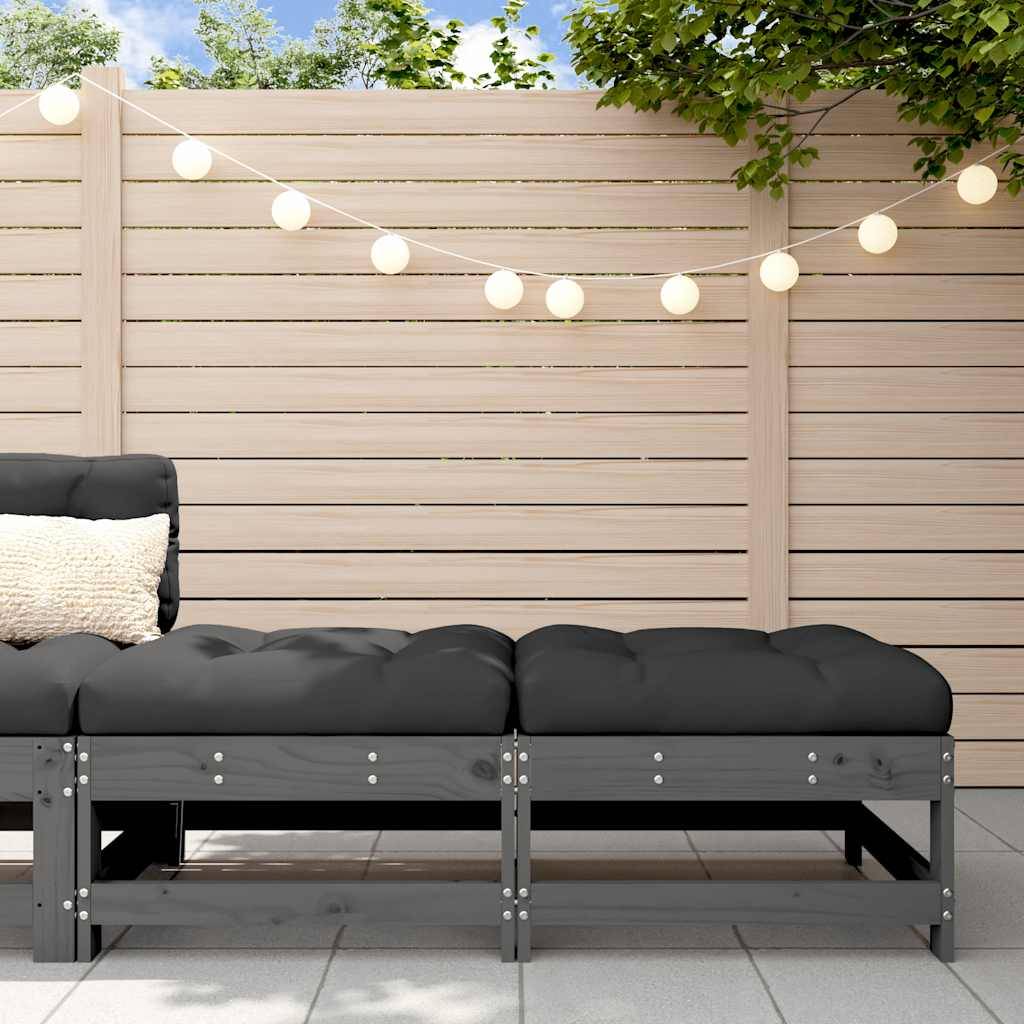 Vidaxl - Repose-pieds de jardin coussins lot de 2 gris bois pin massif vidaXL 825585 - Image 1