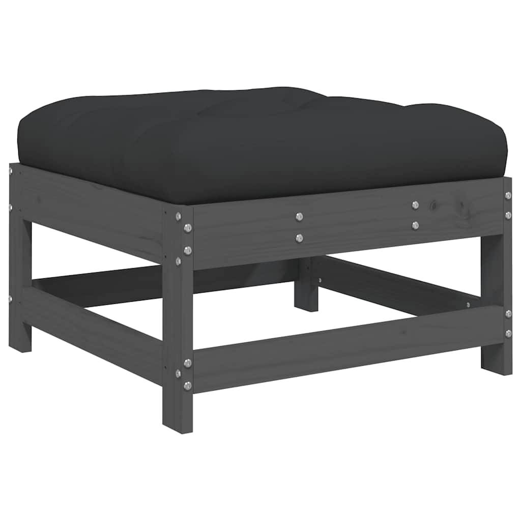 Vidaxl - Repose-pieds de jardin coussins lot de 2 gris bois pin massif vidaXL 825585 - Image 5
