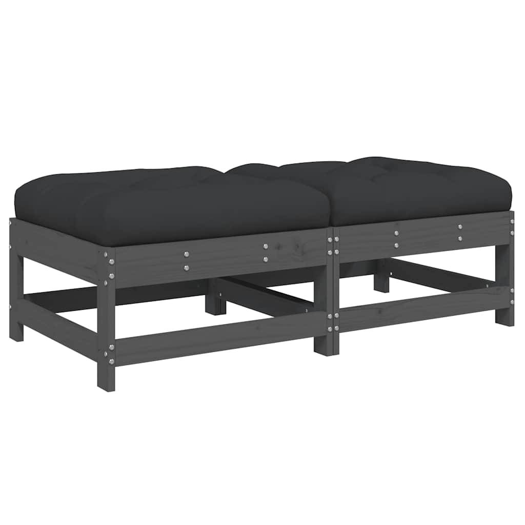 Vidaxl - Repose-pieds de jardin coussins lot de 2 gris bois pin massif vidaXL 825585 - Image 2