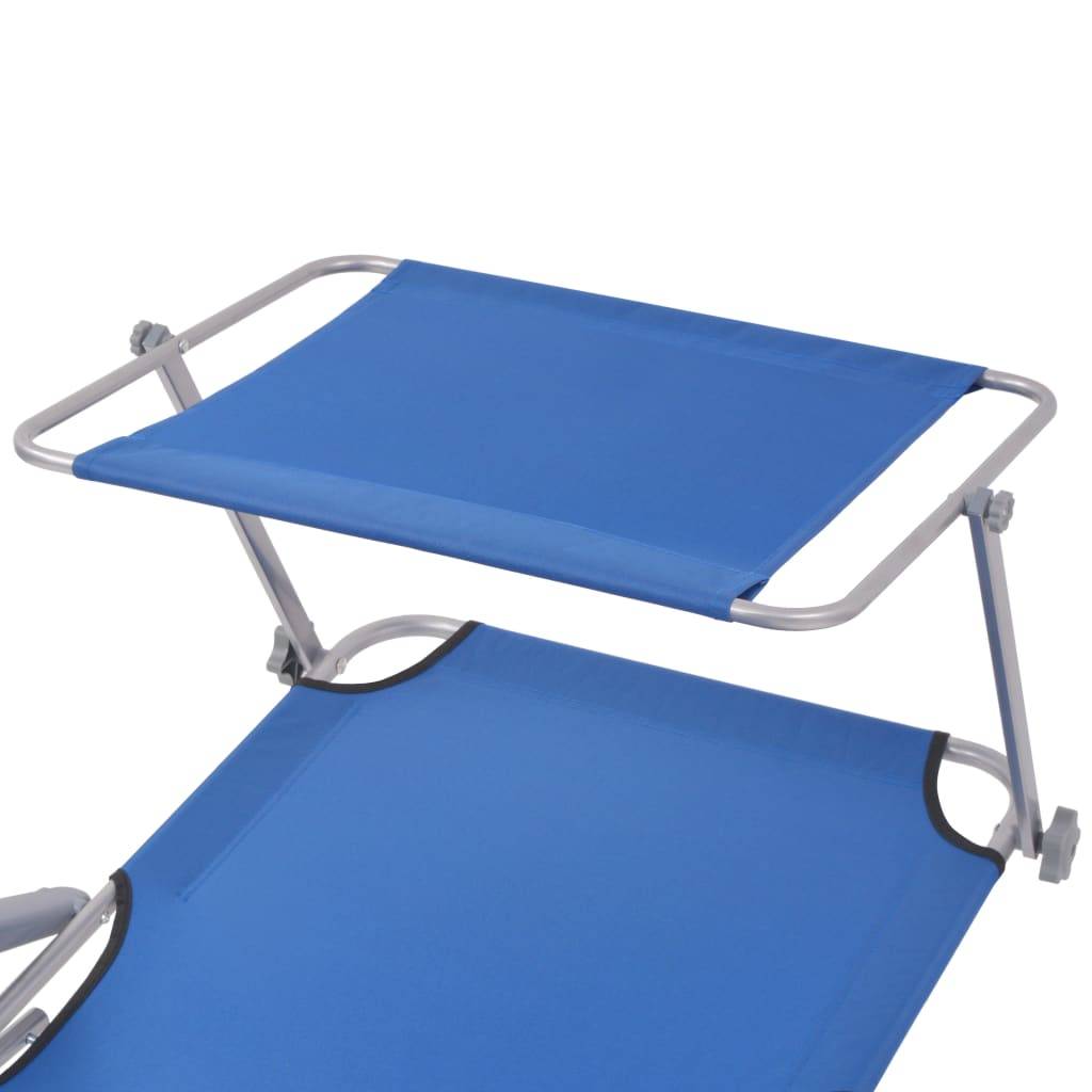 Helloshop26 - Transat chaise longue bain de soleil lit de jardin terrasse meuble d'extérieur avec auvent acier bleu - Image 4