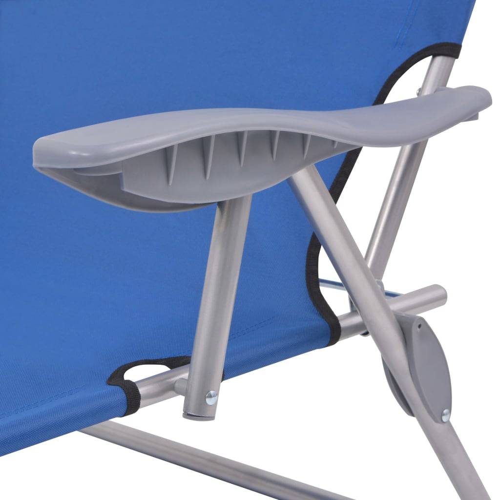 Helloshop26 - Transat chaise longue bain de soleil lit de jardin terrasse meuble d'extérieur avec auvent acier bleu - Image 5