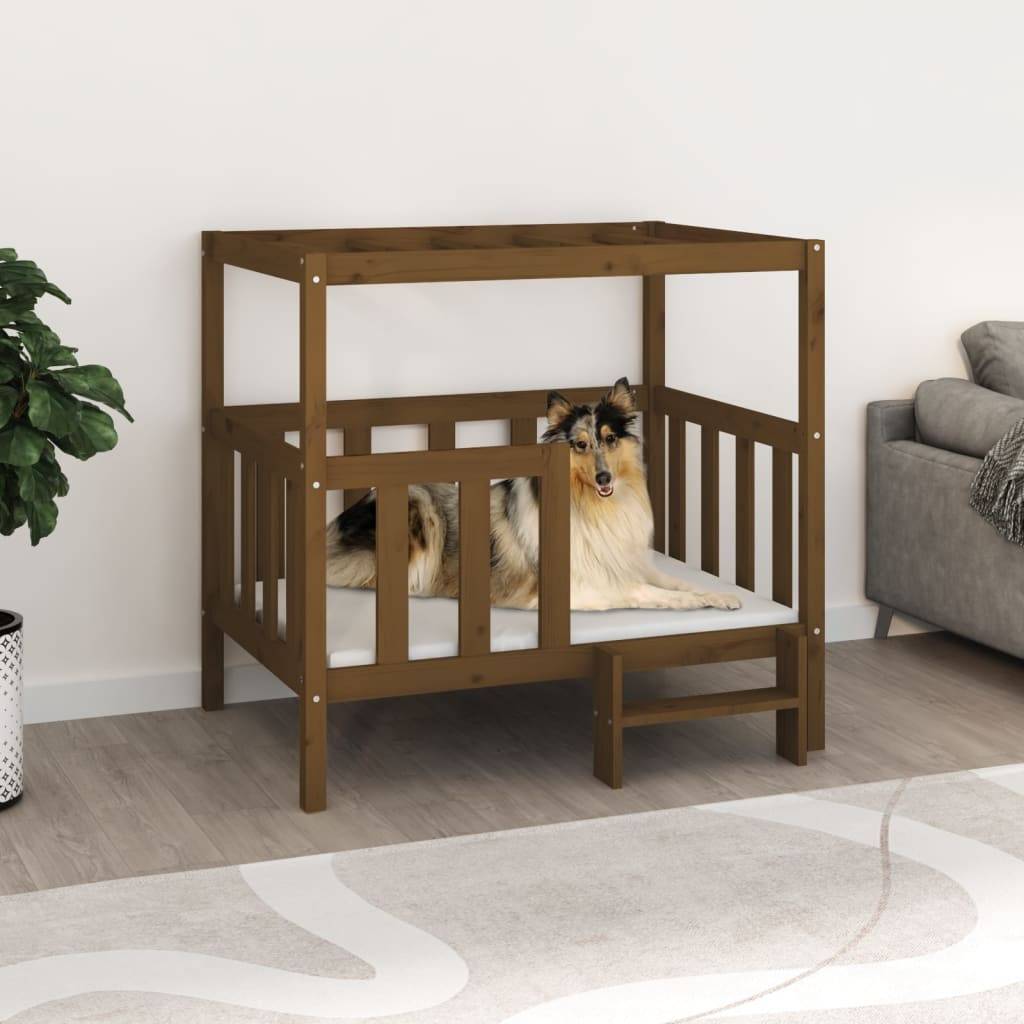 Vidaxl - Lit pour chien Marron miel 105,5x83,5x100 cm Bois de pin solide vidaXL 822390 - Image 1