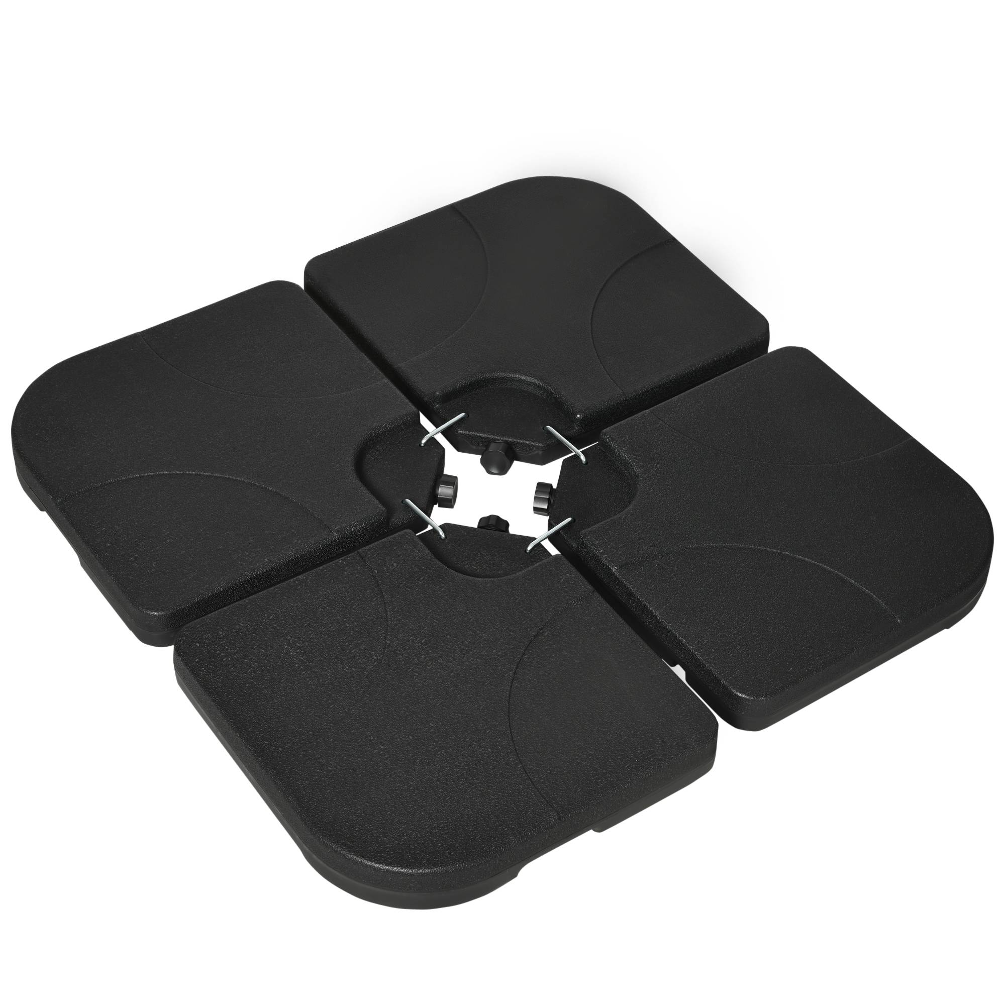 Lot de 4 Dalles Lestage Plastique Jardin Base Parasol Remplissables Eau Sable 104x104cm Noir - ComfortXL Outdoor Living - Image 1