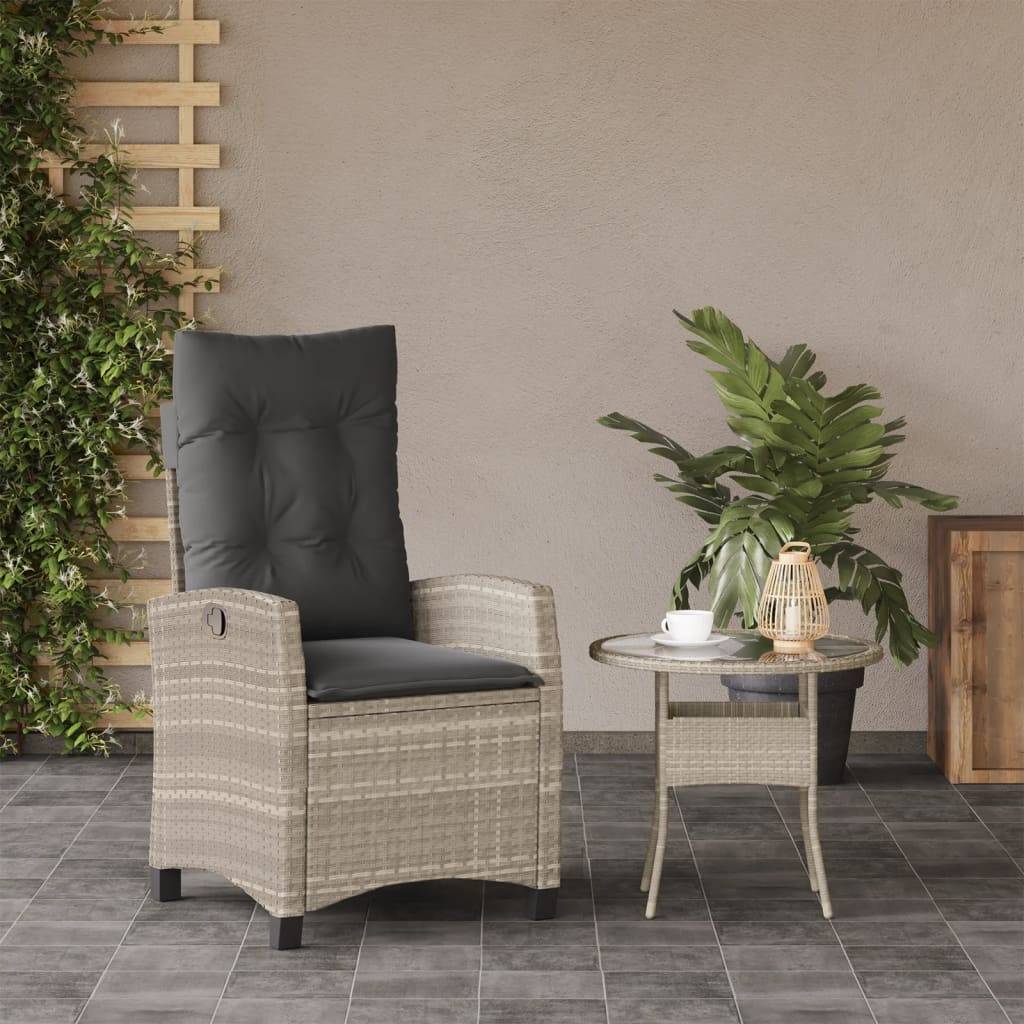 ComfortXL - Fauteuil de Jardin Relax Résine Tressée Dossier Inclinable pour Balcon Terrasse Gris Clair – ComfortXL Outdoor Living - Image 3