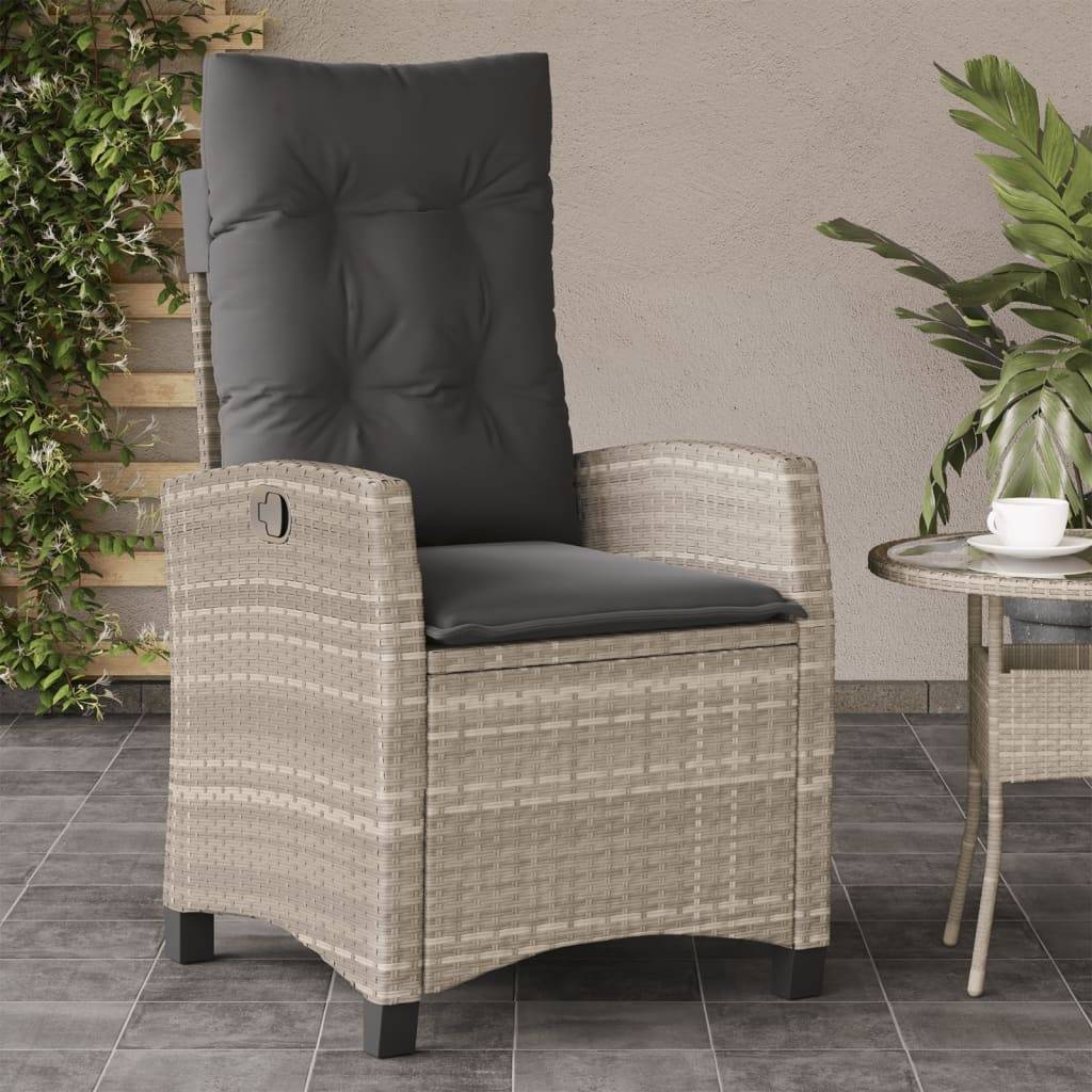ComfortXL - Fauteuil de Jardin Relax Résine Tressée Dossier Inclinable pour Balcon Terrasse Gris Clair – ComfortXL Outdoor Living