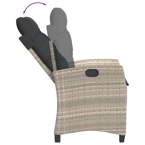 ComfortXL - Fauteuil de Jardin Relax Résine Tressée Dossier Inclinable pour Balcon Terrasse Gris Clair – ComfortXL Outdoor Living - Image 7
