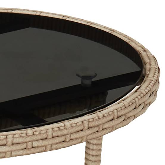 ComfortXL - Petit Salon de Jardin 5 Pièces Résine Tressée Beige Table Ronde Verre 60cm Coussins Gris – ComfortXL Outdoor Living - Image 6