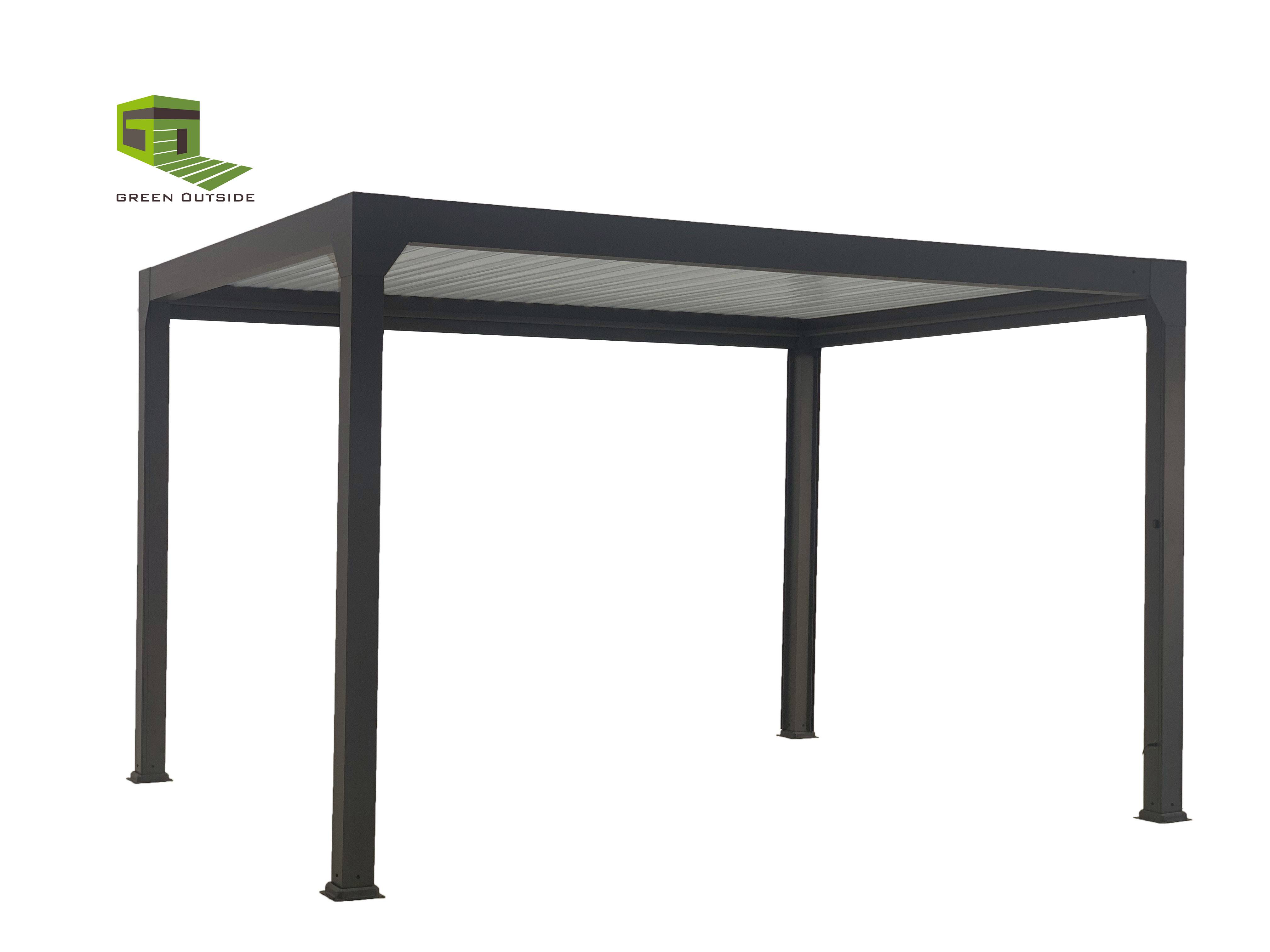 Pergola ALUMINIUM 12m² Bioclimatique 4x3 ACTUAL Gris Sable RAL2900 motorisée avec éclairage LED intégré by Green Outside - Image 2