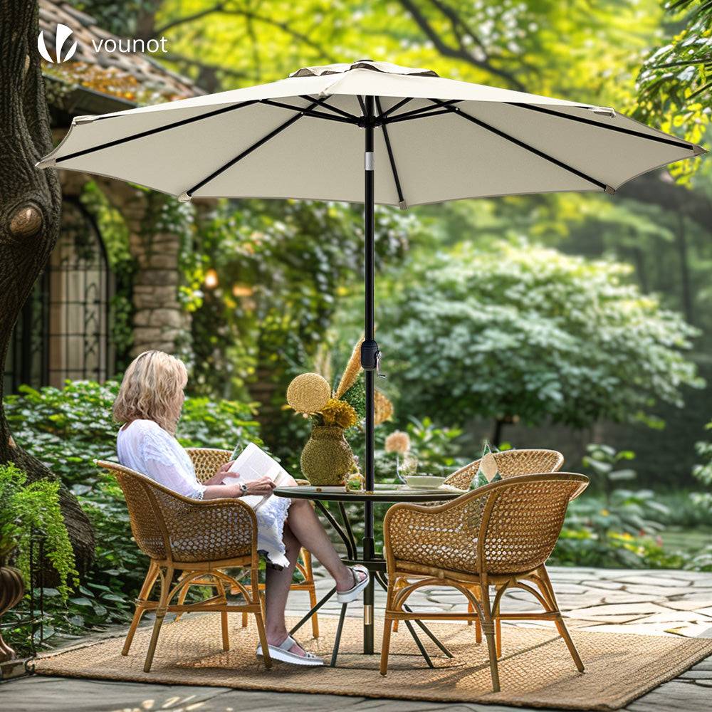 Vounot - Parasol inclinable 2.70 x 2.40m avec housse de protection beige - Image 7