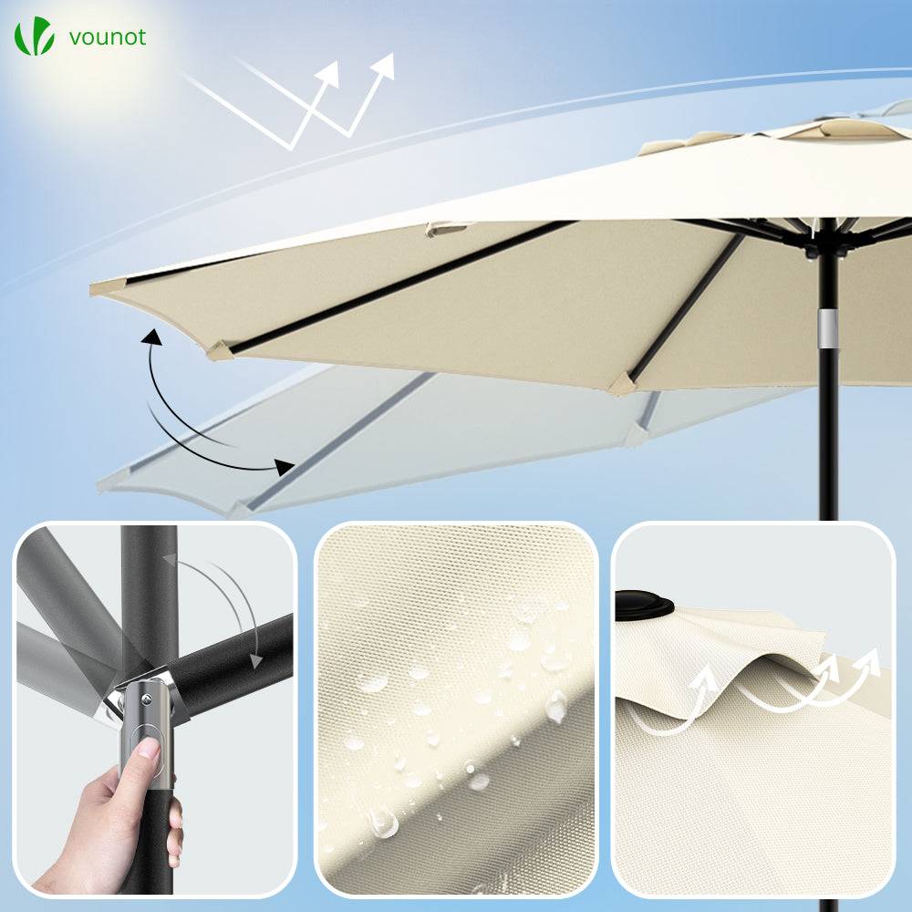 Vounot - Parasol inclinable 2.70 x 2.40m avec housse de protection beige - Image 2
