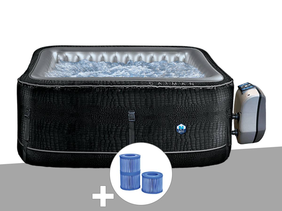 Netspa - Spa gonflable Netspa Caïman carré Bulles 4 places + 3 cartouches de filtration