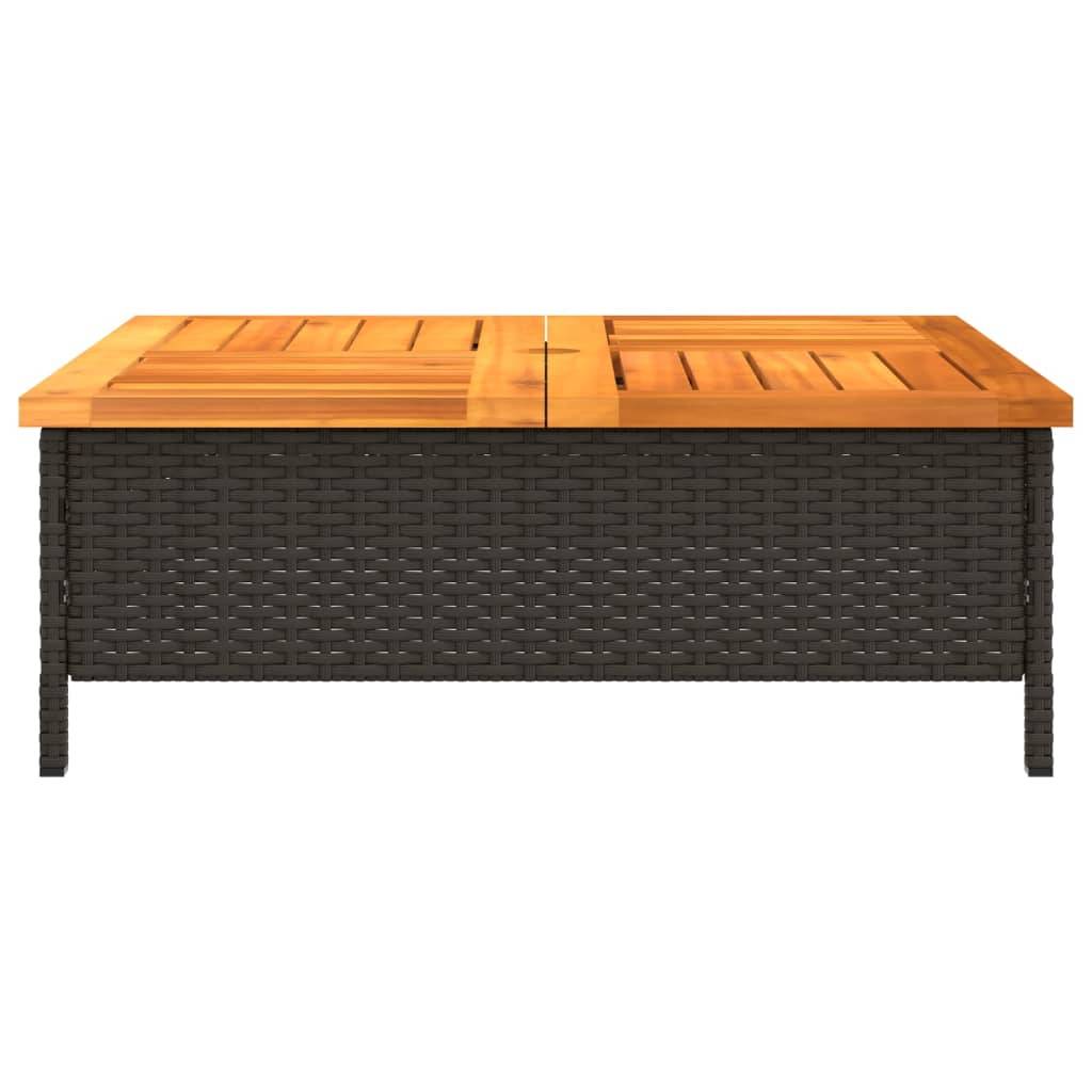 PANGIVO - Table de jardin noire résine tressée et bois acacia 70 x 70 x 25 cm - PANGIVO - Image 6