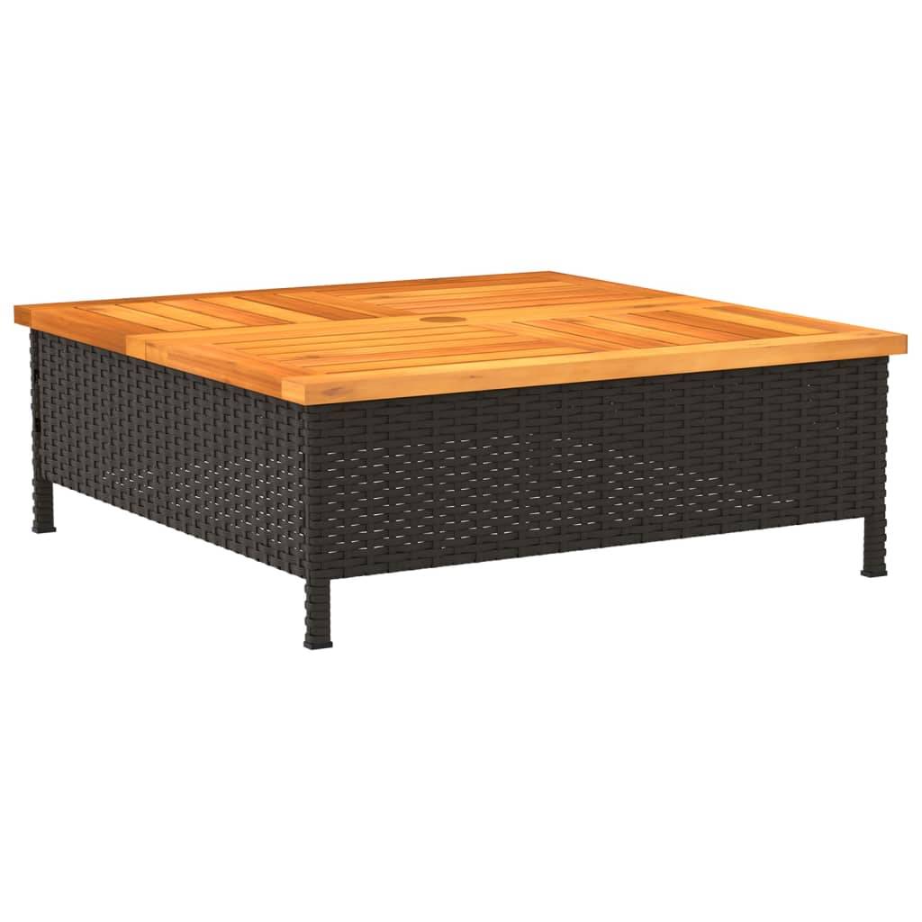 PANGIVO - Table de jardin noire résine tressée et bois acacia 70 x 70 x 25 cm - PANGIVO - Image 7