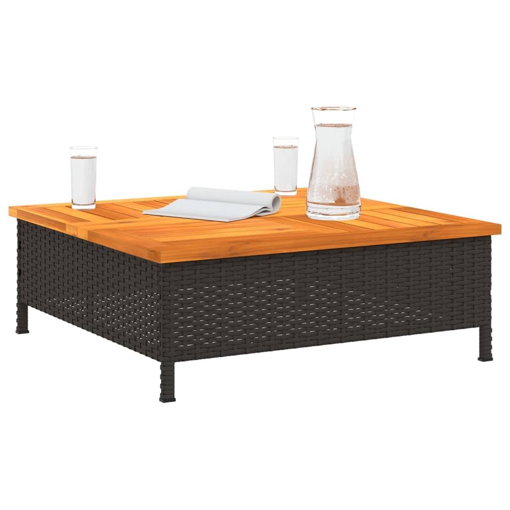 PANGIVO - Table de jardin noire résine tressée et bois acacia 70 x 70 x 25 cm - PANGIVO - Image 4
