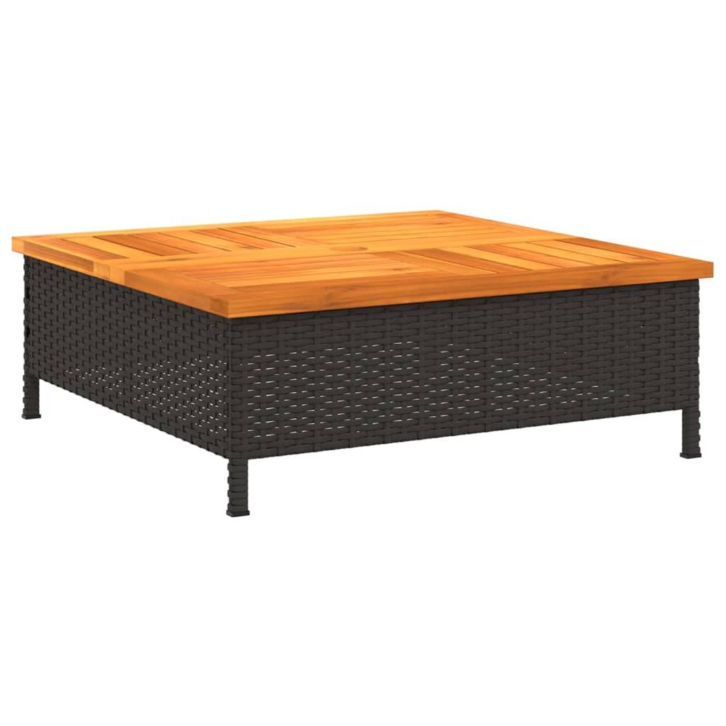 PANGIVO - Table de jardin noire résine tressée et bois acacia 70 x 70 x 25 cm - PANGIVO - Image 2