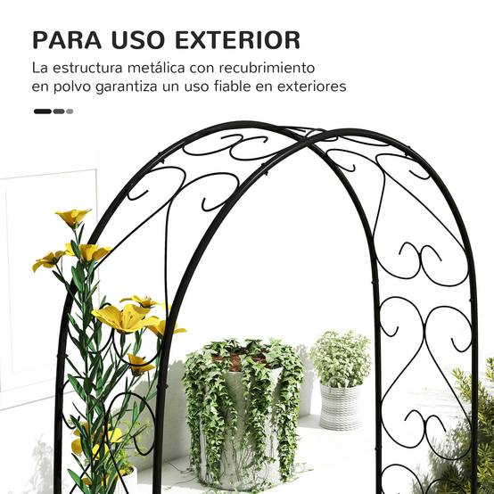 Arche de jardin acier extérieur support plantes grimpantes décoratif 125x37x230cm noir - ComfortXL Outdoor Living - Image 6