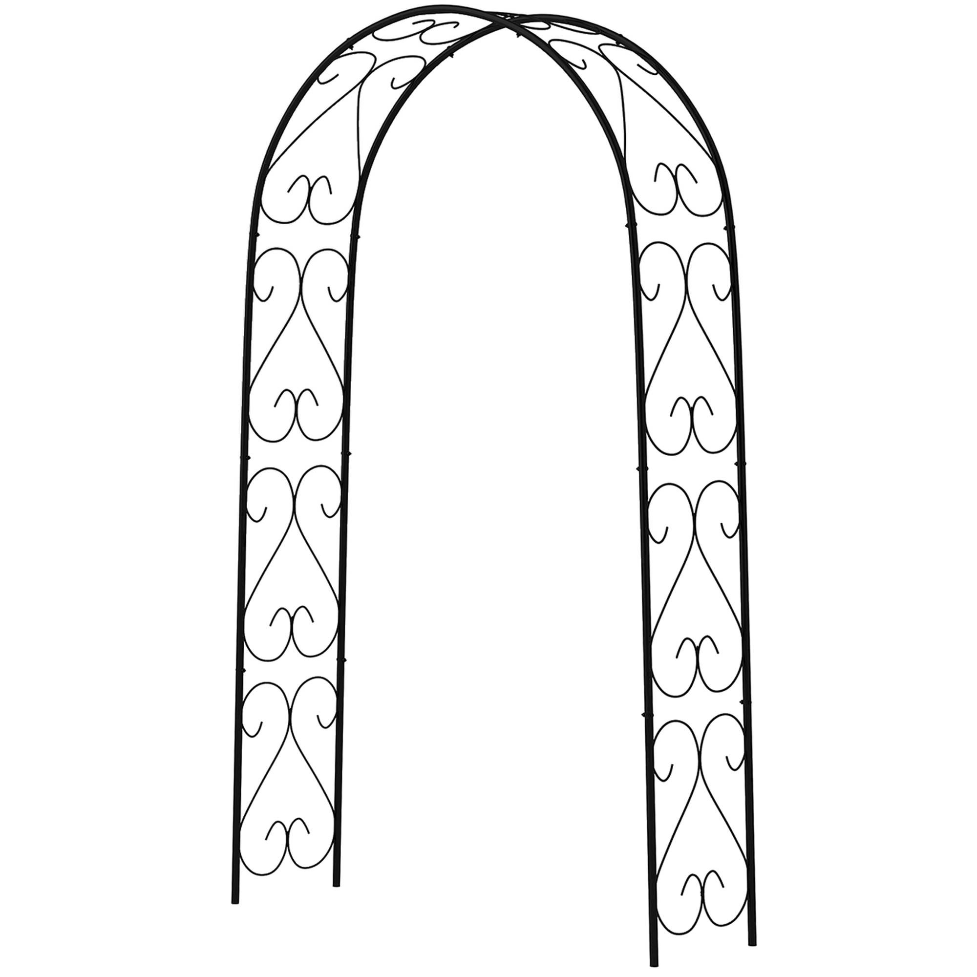 Arche de jardin acier extérieur support plantes grimpantes décoratif 125x37x230cm noir - ComfortXL Outdoor Living - Image 2