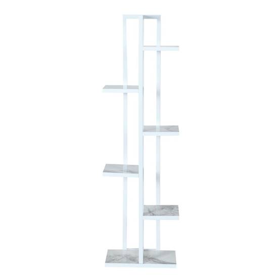 Helloshop26 - Support de plantes à 5 niveaux 120 x 34 x 21 cm marbre blanc / blanc - Image 3