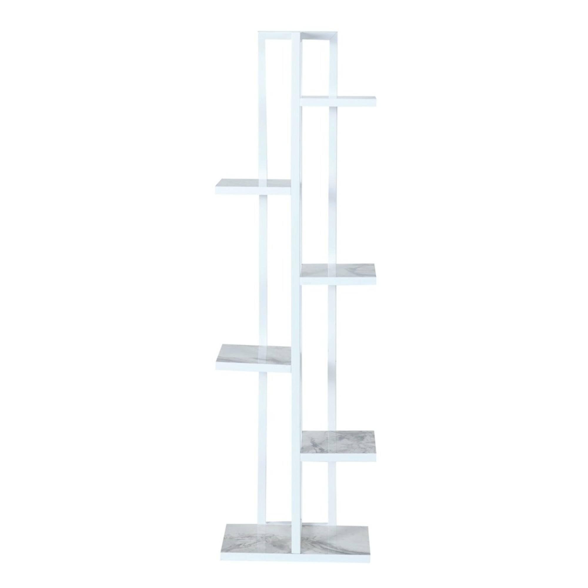Helloshop26 - Support de plantes à 5 niveaux 120 x 34 x 21 cm marbre blanc / blanc - Image 3