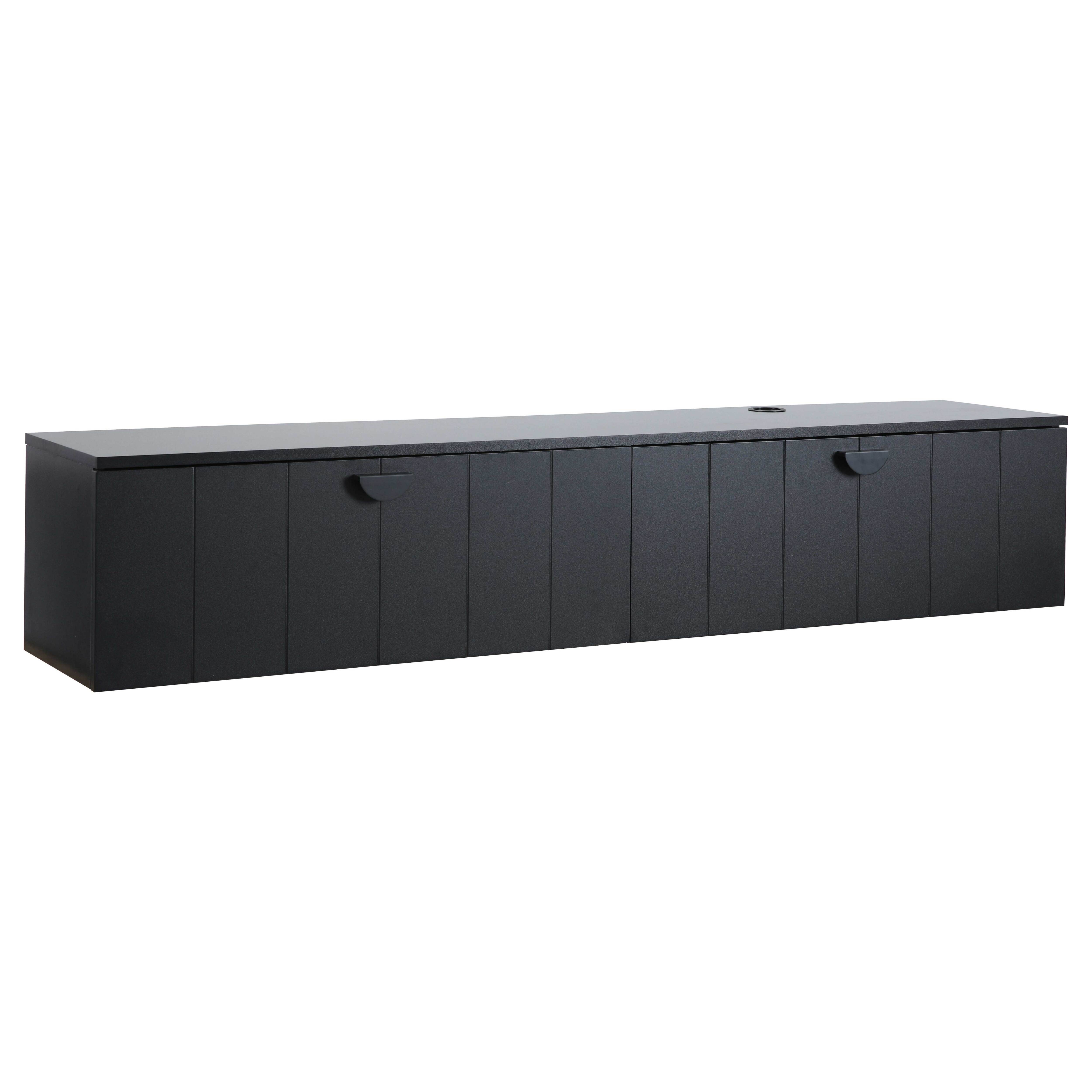 Oviala - Meuble TV suspendu 160 cm moderne noir Holly - Oviala - Image 1