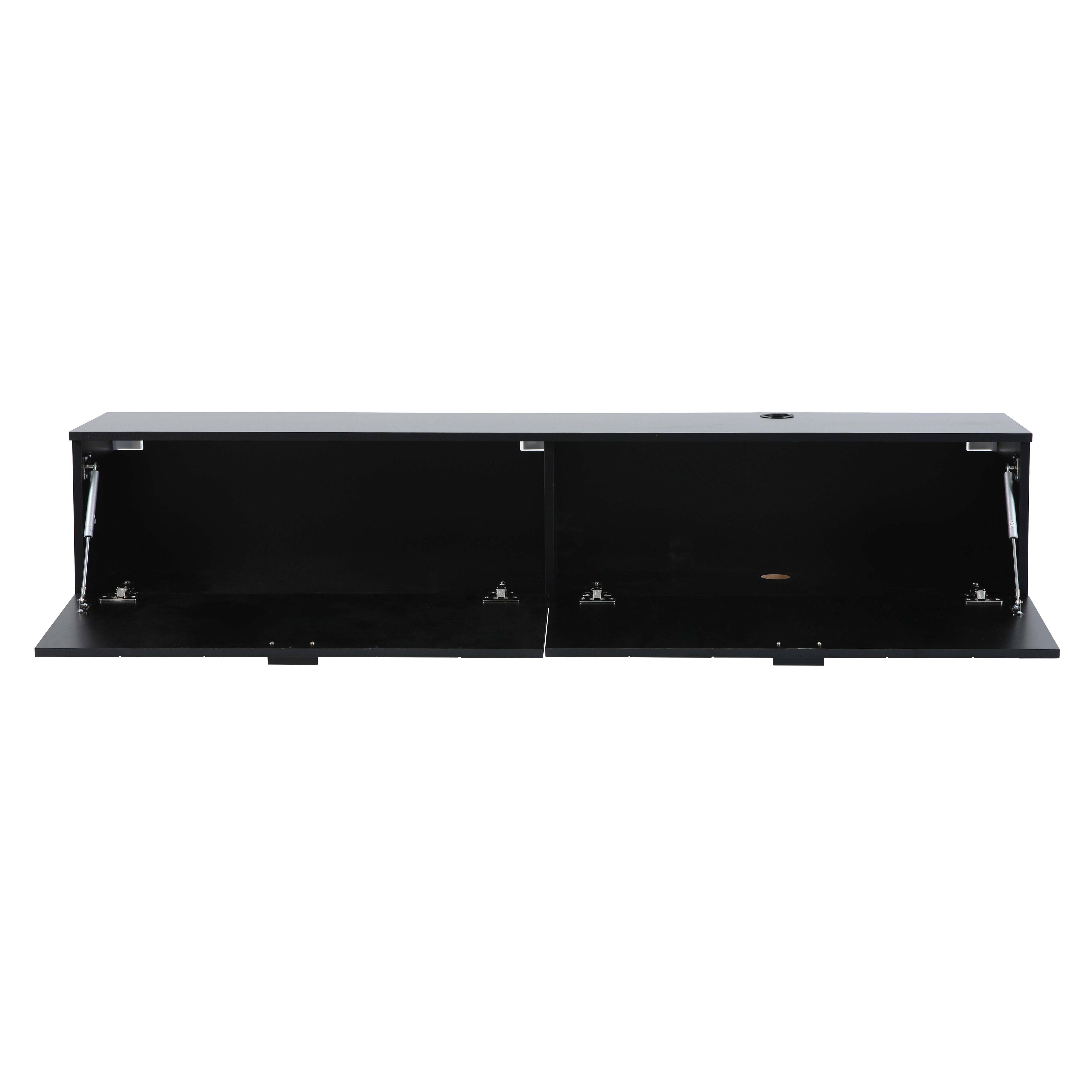 Oviala - Meuble TV suspendu 160 cm moderne noir Holly - Oviala - Image 6