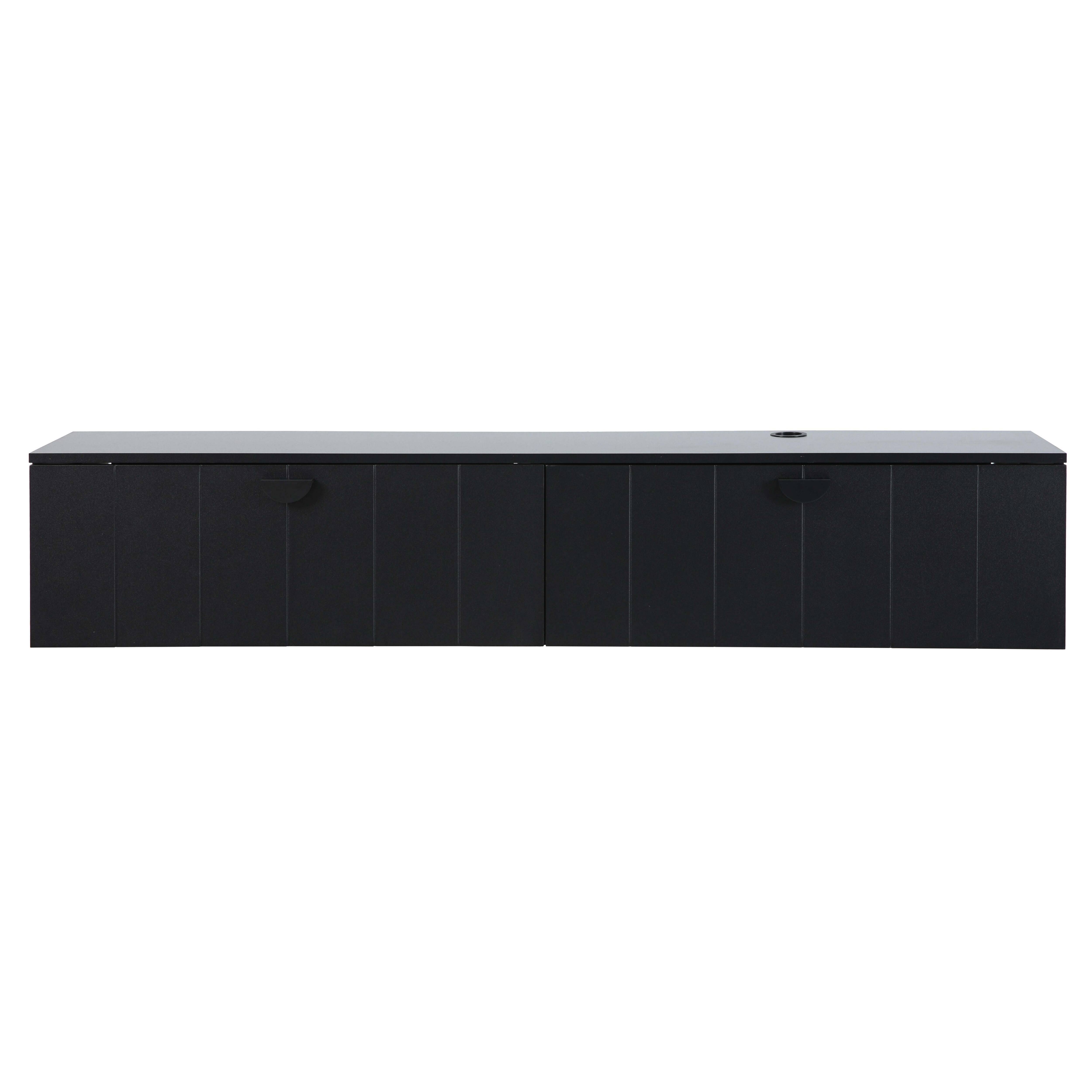 Oviala - Meuble TV suspendu 160 cm moderne noir Holly - Oviala - Image 5