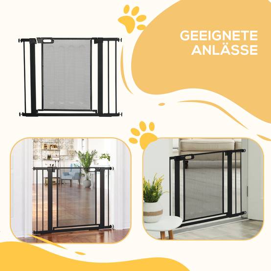 Barrière de sécurité escalier pour animal, réglable 75-103 cm, noir - Image 9
