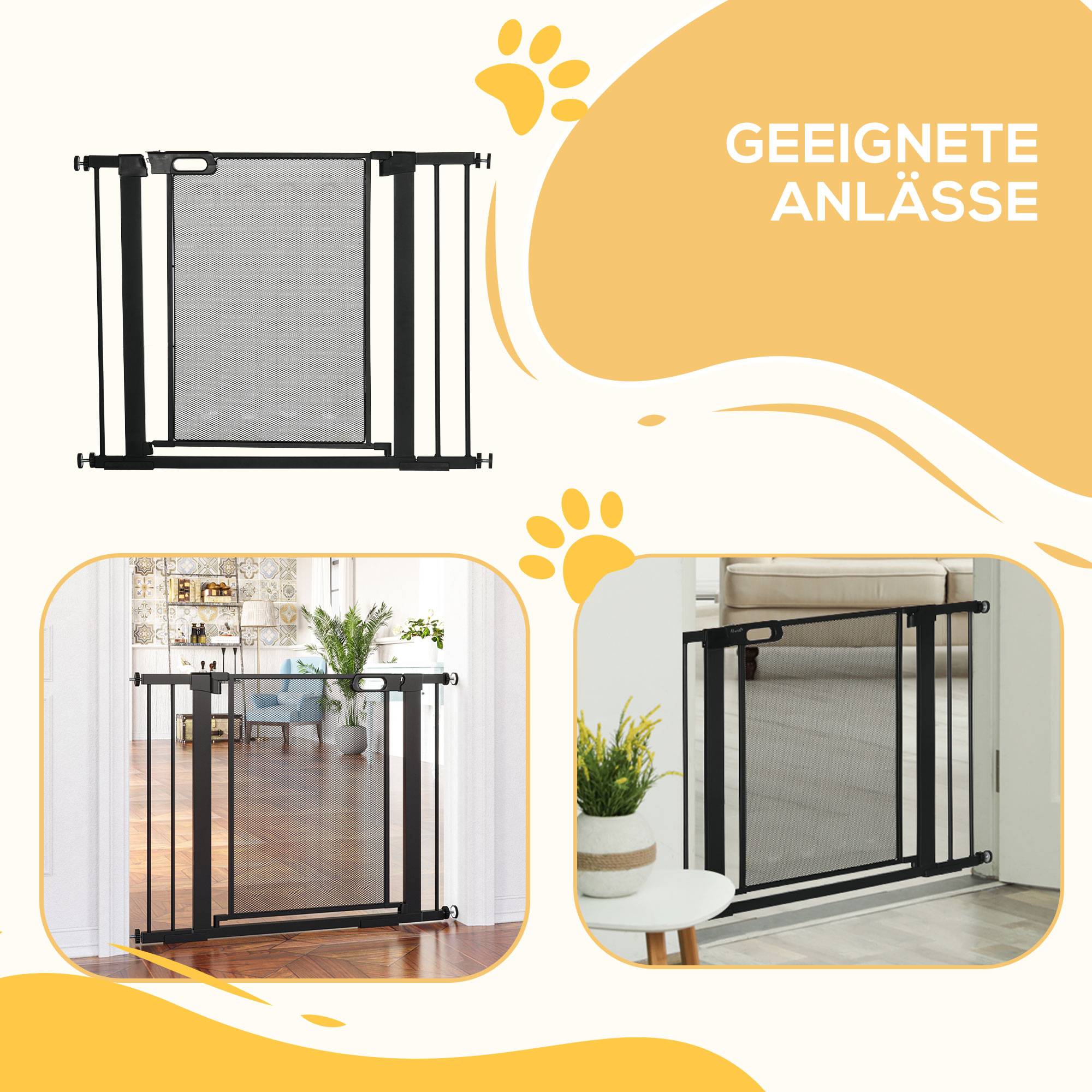 Barrière de sécurité escalier pour animal, réglable 75-103 cm, noir - Image 9