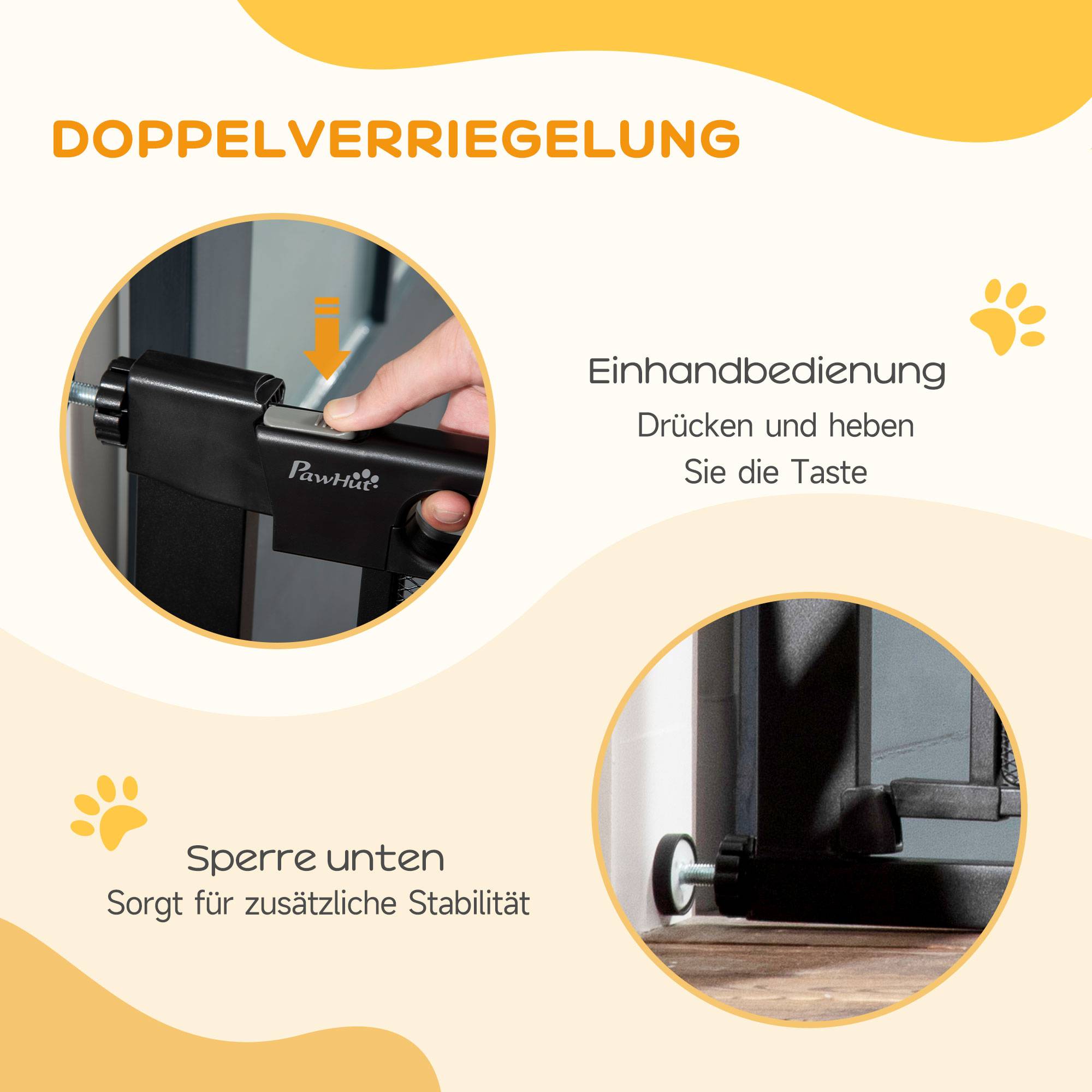 Barrière de sécurité escalier pour animal, réglable 75-103 cm, noir - Image 6