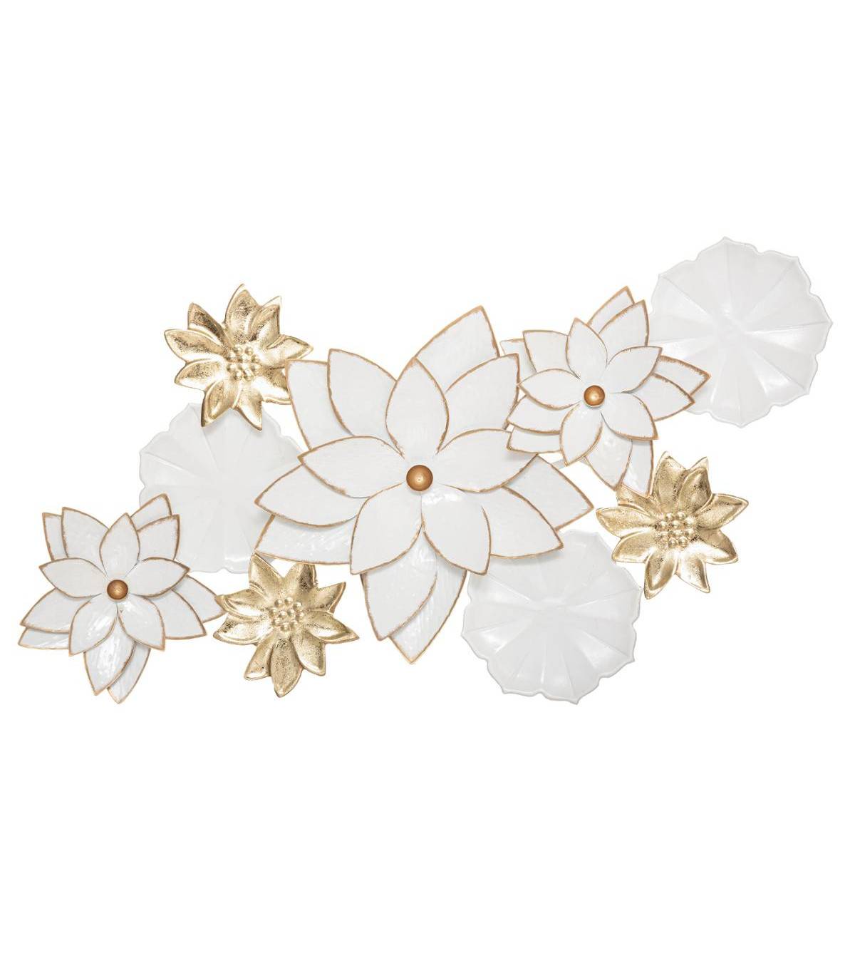 Décoration murale en Métal Blanc et Doré 80 x 42  cm - Image 1