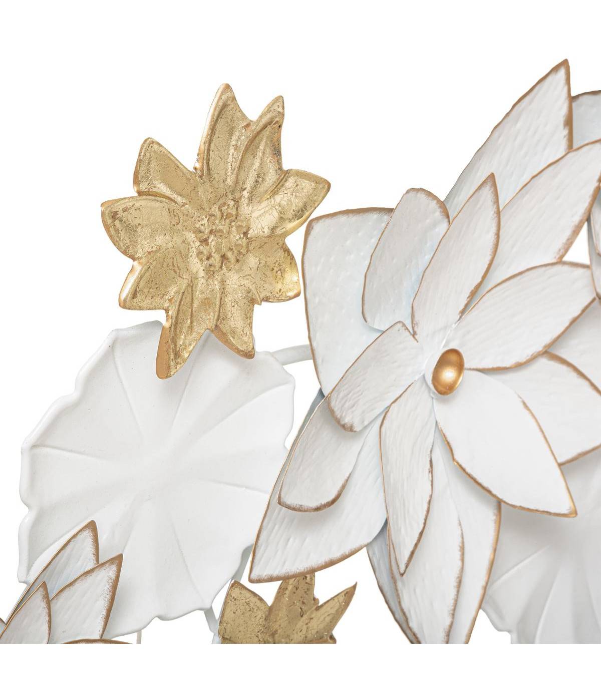 Décoration murale en Métal Blanc et Doré 80 x 42  cm - Image 2