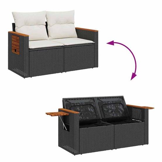 ComfortXL - Petit Salon de Jardin Modulable Polyrotin avec Poufs Carrés et Coffre Rangement Noir – ComfortXL Outdoor Living - Image 5