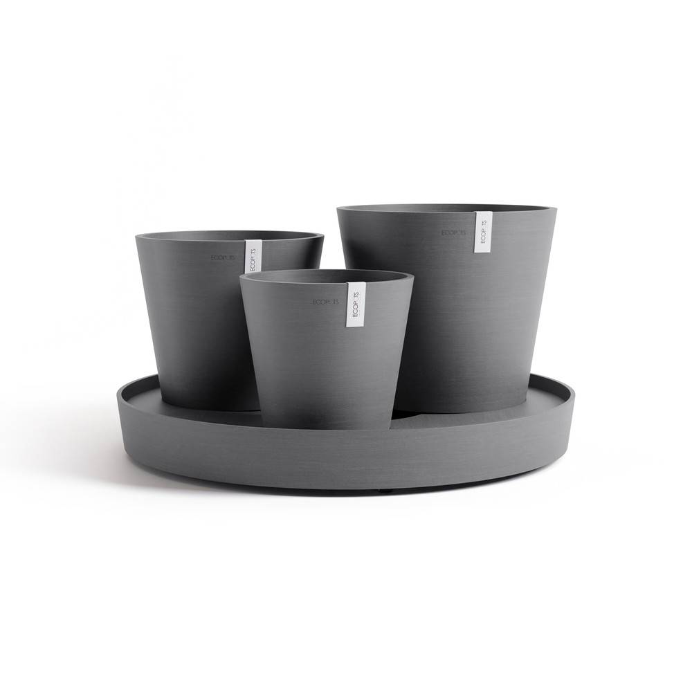 Ecopots - Ensemble de 3 pots Dubai Gris - Ø 57 x H. 30 cm - support à roulettes ECOPOTS - Image 1