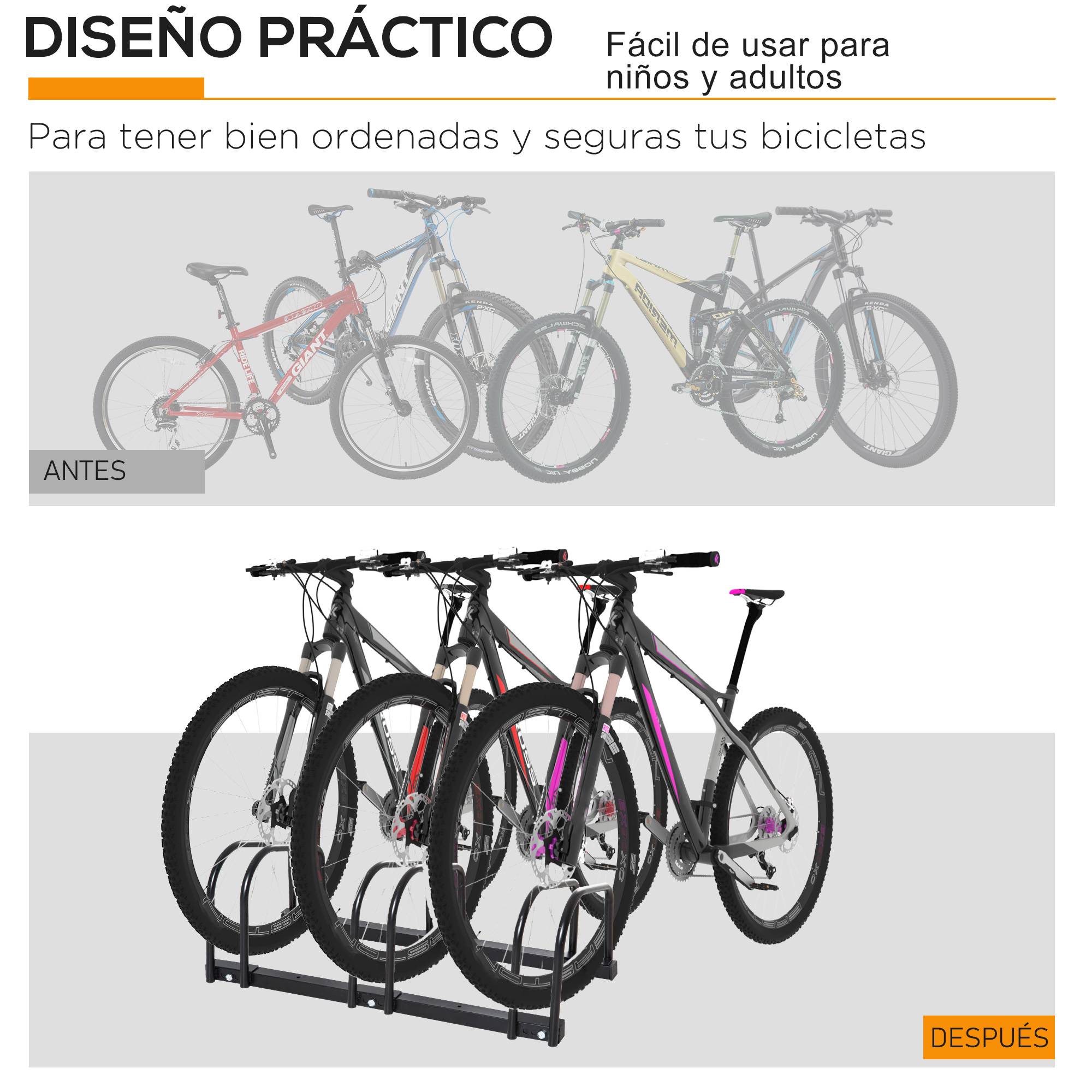 Support de stationnement pour 3 vélos, en acier, pour fixation au sol ou murale, 76 x 33 x 27 cm, noir - Image 8