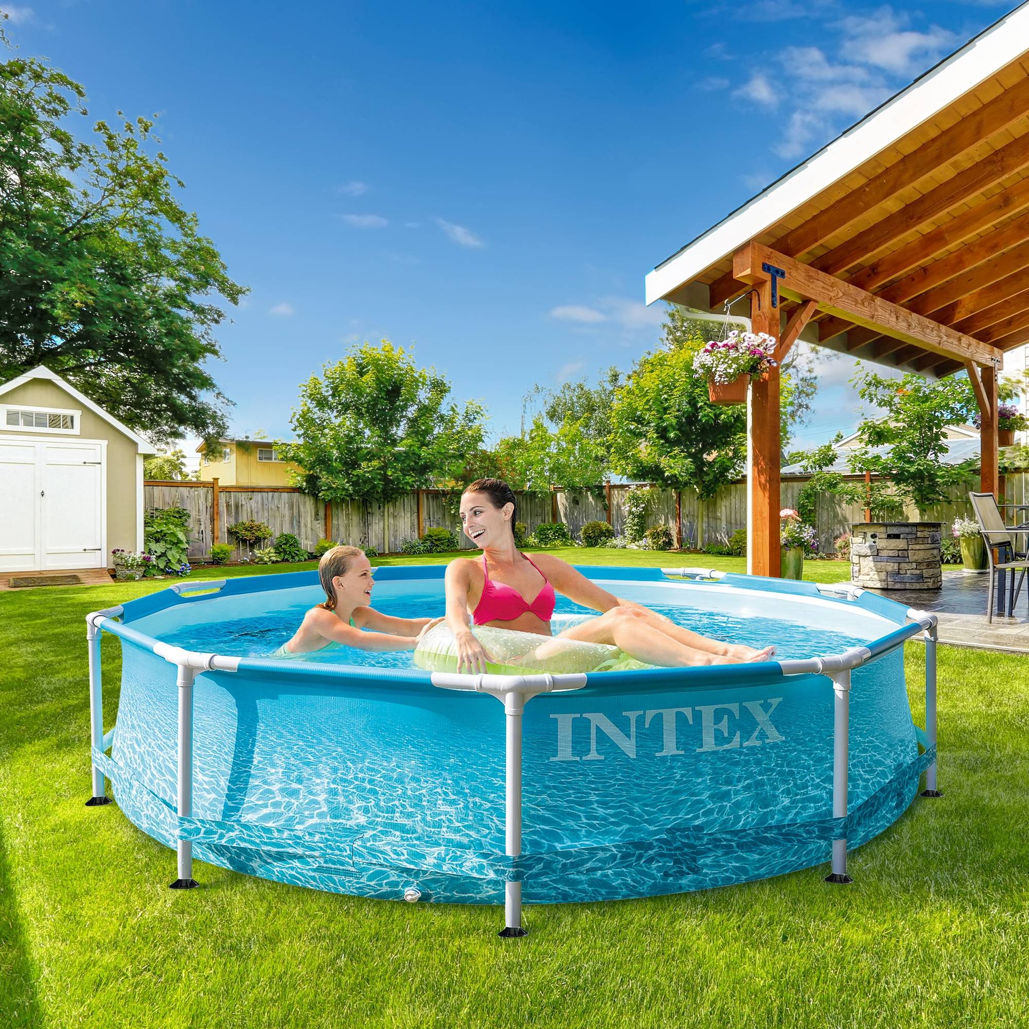 Intex - Intex Piscine avec cadre métallique familiale pour enfants 305 x 76cm ronde bleu - Image 4