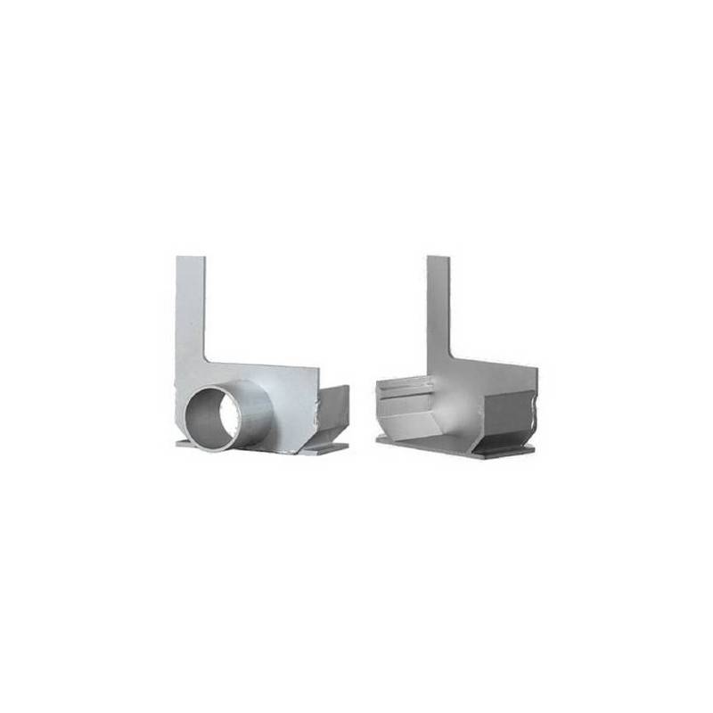 Embout Caniveau à fente aluminium SideDrain - L&S - LINE ECO -    133 mm     Embout ouvert sortie Ø 50 mm Fente à droite