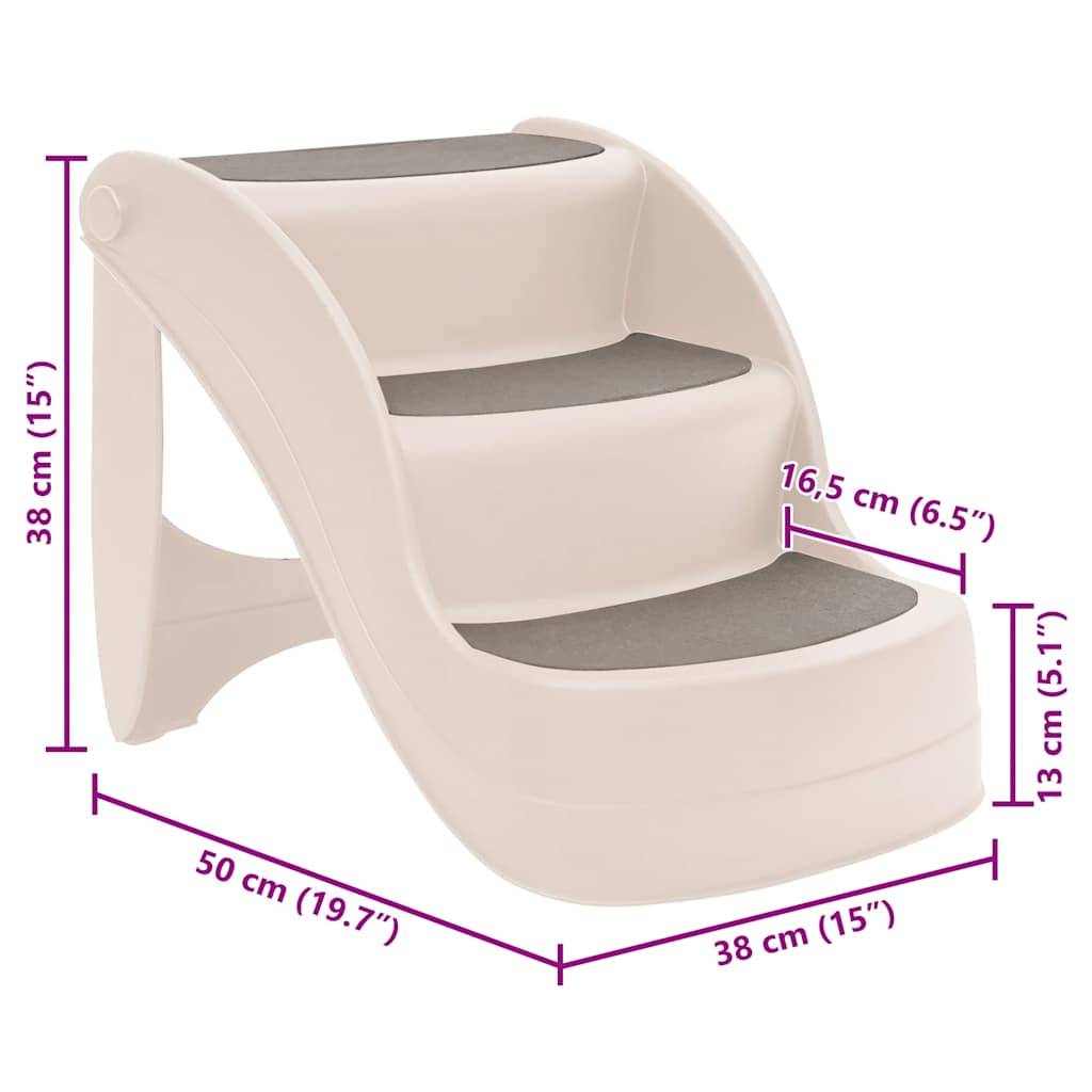 Vidaxl - Escalier pliable 3 marches pour chien Crème 50x38x38 cm vidaXL 152233 - Image 3