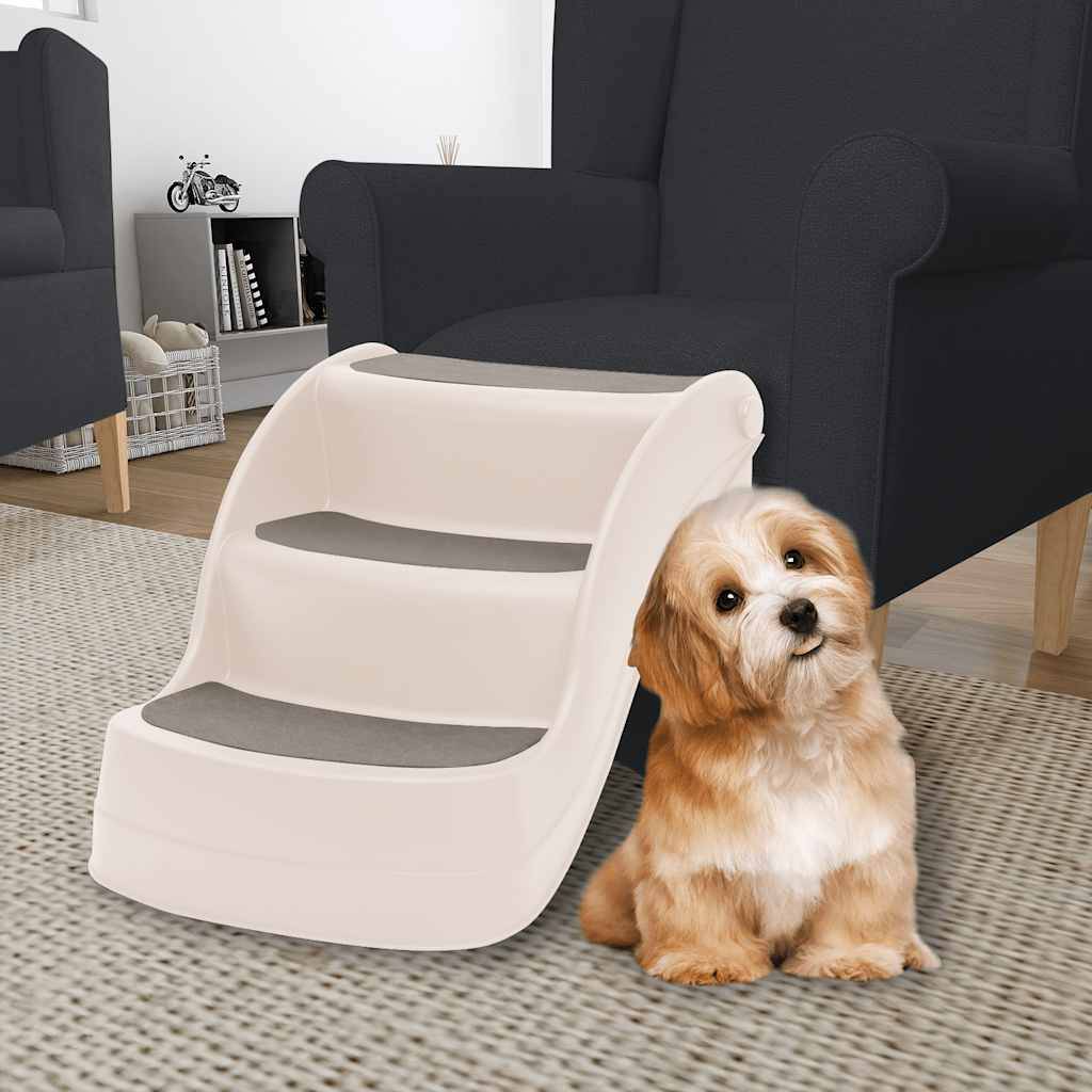 Vidaxl - Escalier pliable 3 marches pour chien Crème 50x38x38 cm vidaXL 152233 - Image 1