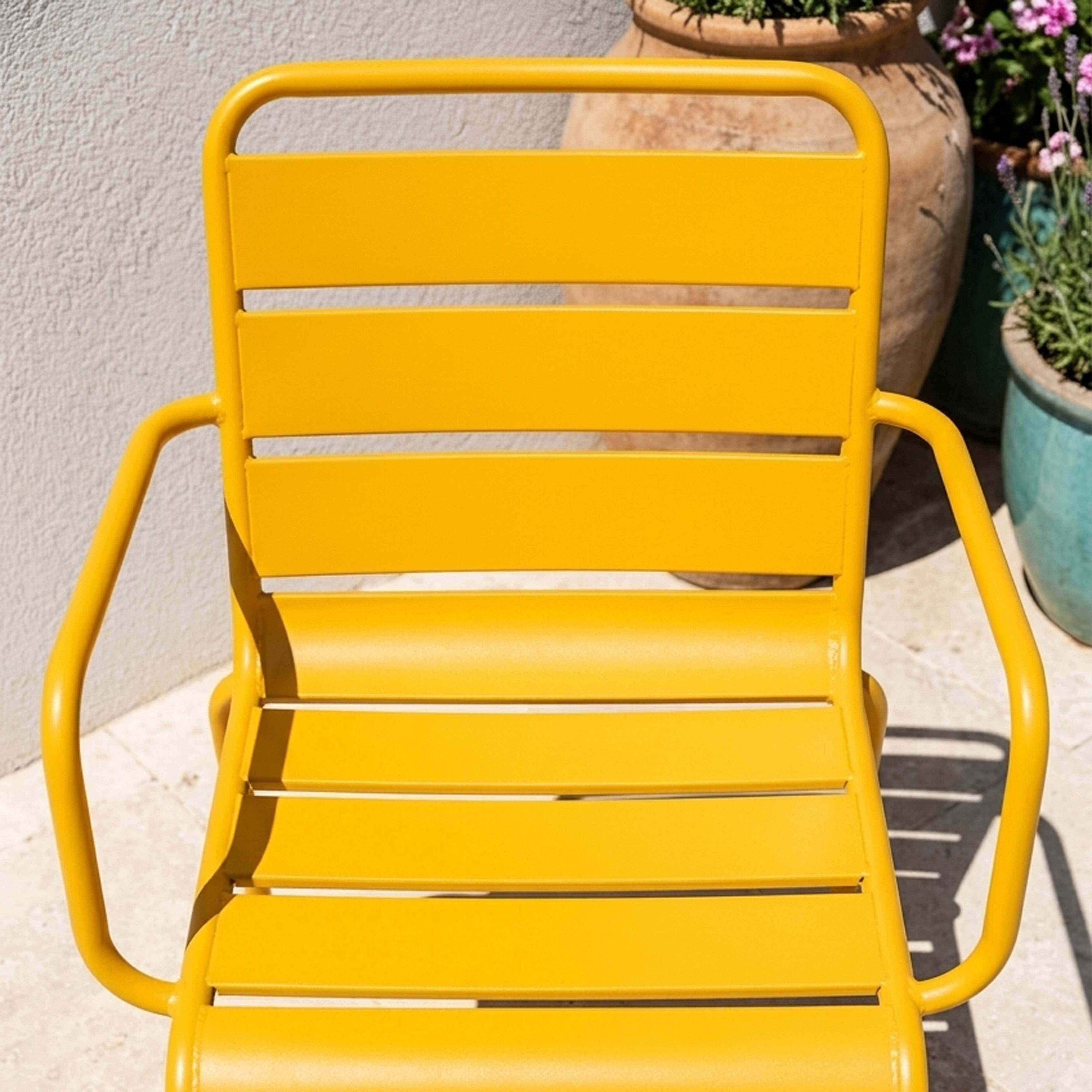 Oviala - Fauteuil de jardin en métal jaune Palavas - Oviala - Image 3