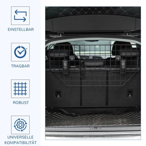 Grille de protection chien voiture universelle 90-120 x 0.6 x 40.5 cm métal - PANGIVO - Image 4