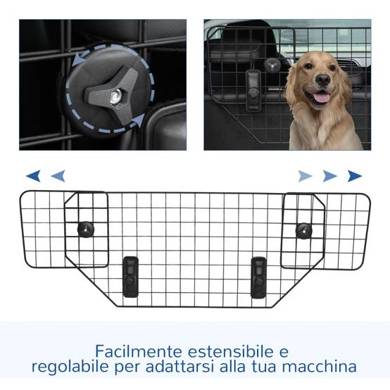 Grille de protection chien voiture universelle 90-120 x 0.6 x 40.5 cm métal - PANGIVO - Image 7