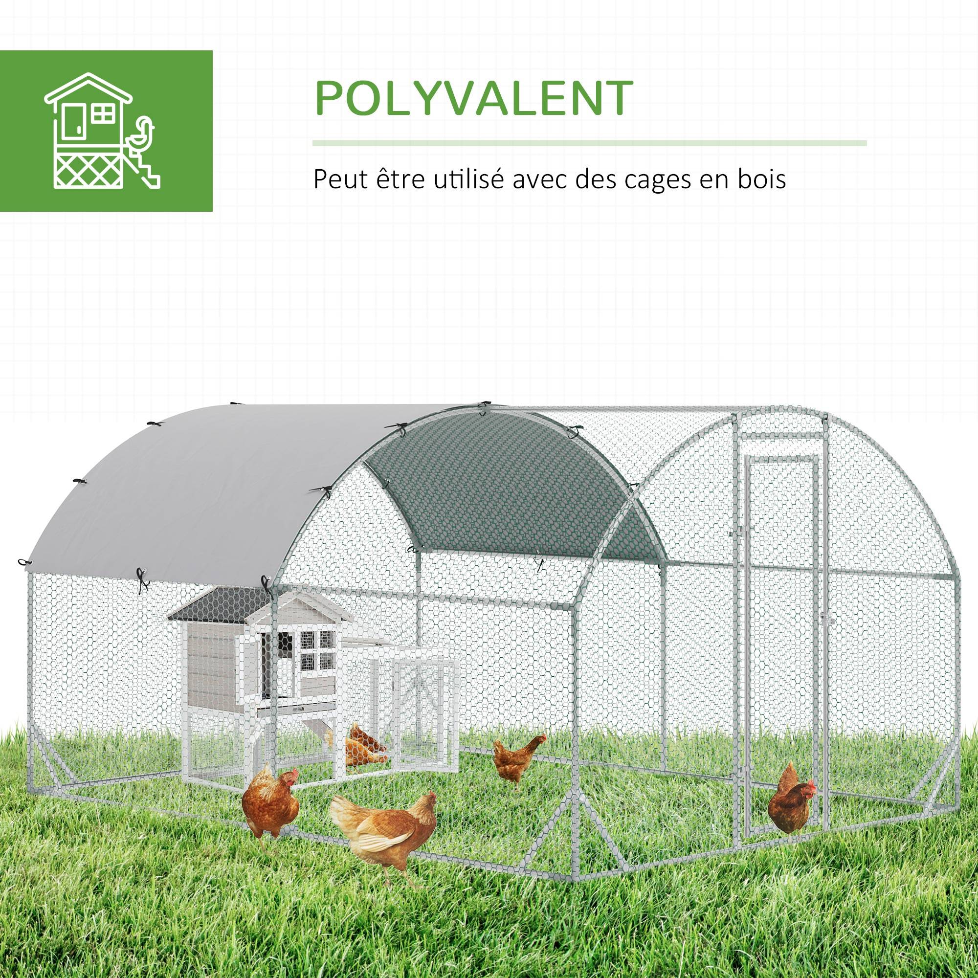 Enclos pour volailles acier galvanisé argenté 380 x 280 x 197 cm - PANGIVO - Image 7