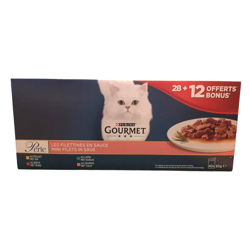 Purina - Pâté pour chat adulte filettines en sauce 40 sachets Gourmet