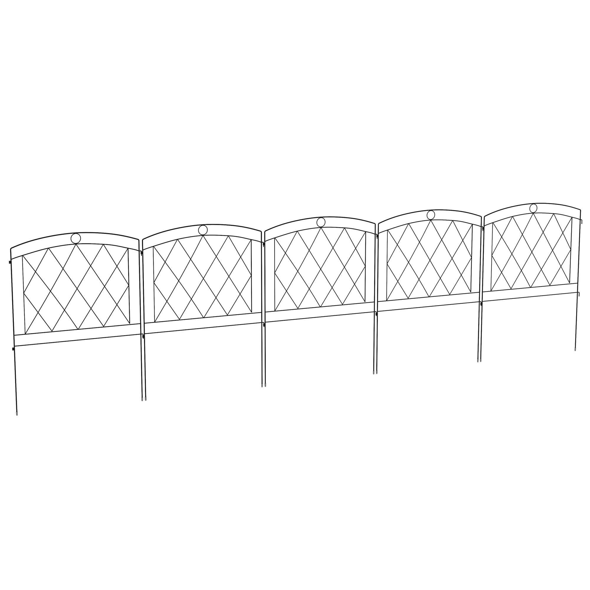 Outsunny - Lot de 5 panneaux de clôture de jardin métal noir - Outsunny - Image 1